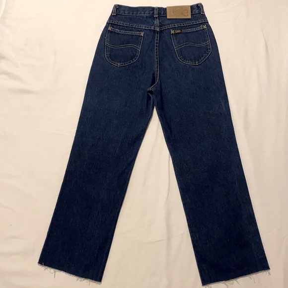 Vintage High-rise Wide-leg Cropped Blue Denim Jean - Picture 2 of 8